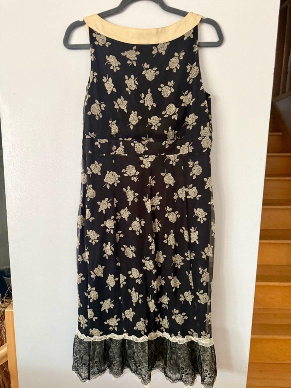 EUC VTG 100% SILK Annalio Floral Lace Midi Dress – Made in Italy – 90s Romantic - Picture 5 of 8